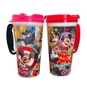2 Disney World Parks Mickey Mouse Club Travel Resort Whirley Drink Works Mug Cup